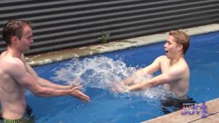 Aussies Larry & Vance Mess around Naked in the Pool before Hariy Arsed & Uncut Larry Shoots a Load 3