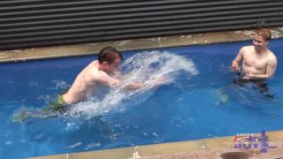 Aussies Larry & Vance Mess around Naked in the Pool before Hariy Arsed & Uncut Larry Shoots a Load 5