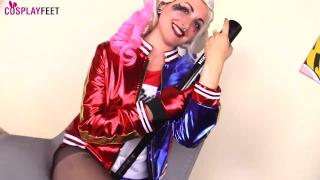 Two Harley Quinn Cosplayers Show Feet in Pantyhose 10