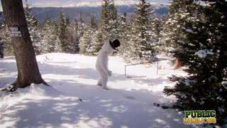 PublicHandjobs - Brandi De La Fey Strokes a Lonely Snowman 1