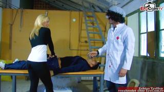 Dirty Threesome with a Slim Blonde Latina a Fake Doctor and a Patient 3