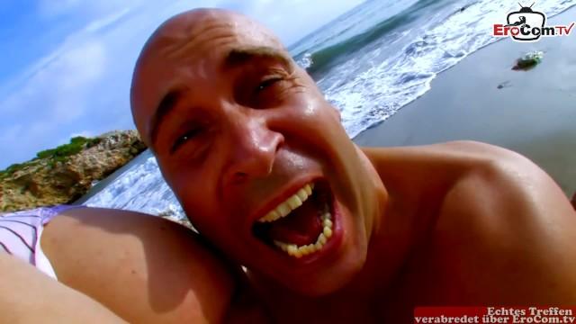 XBizShow Blonde Latina Fucked Hard and Spat on by the Guy while having Anal Sex on the Beach Blacksonboys - 1