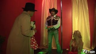 Older Detective and his Assistant have Sex with Busty Striper and one Cowboy in Hot Group Sex 3