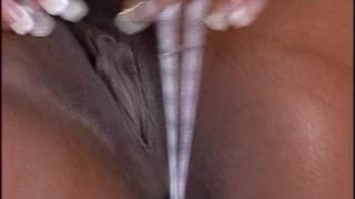 Sexy Ebony Babe with Big Boobs Satisfy her Shaved Pussy with a Big Toy 6