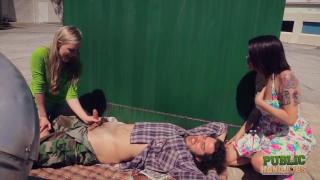 PublicHandjobs - Raquel and Jessie help Man in a way you wouldn't believe 8