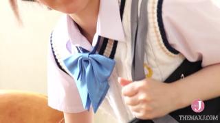 Cute Short-haired Japanese Petite in Naughty Schoolgirl Costume Undresses and Teases you 3