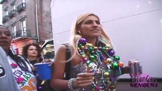 X-Angels Hot Ebony Freak Spreads her Pussy at Mardi Gras Gay Blondhair