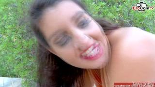 Chubby Spanish Amateur with Natural Breasts and Dark Hair Fucking Wildly outside 6