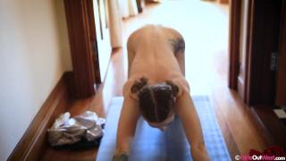 Freckled Hairy Redhead Pixie Performs Naked Yoga and Toys her Tight Wet Pussy 6