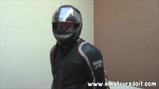 Hung Helmet & Leather Goods Australian Andrew Biker Strips his Leather Skin down & Explodes a Load 2