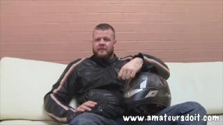Hung Helmet & Leather Goods Australian Andrew Biker Strips his Leather Skin down & Explodes a Load 4