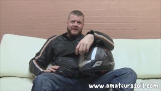 Hung Helmet & Leather Goods Australian Andrew Biker Strips his Leather Skin down & Explodes a Load 8