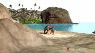 Hot Sex on the Beach! Big Black Man Bangs a Horny Ebony on the Savage Island 11