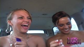 Two Horny  dildo each other in my back Seat