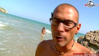 Sex at the Beach and in the Ocean with a Black Hair Woman with Nerdy Glasses during Amateur Sex 3