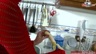 Short Hair Housewife first Cooks for the Guy and Fuck afterwards with him in the Kitchen 1