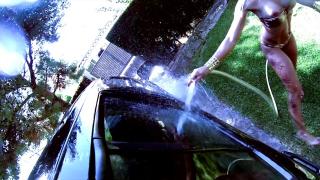 Blonde Carwash Girl Cleaning up his Cock 1