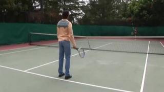 Sporty Teens having Threesome Fun at the Tennis Court 1