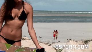 Two Hot Brazilian Milfs Fucked Hard in their Asses on the Beach 1