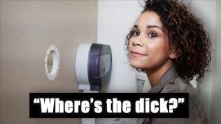 BANGBROS - Cute Black Girl Sucking Big Dick through Restroom Glory Hole