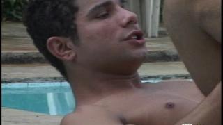 Guy with Big Cock Fucks a Sexy Babe and a Guy with Tight Ass Outdoor by the Pool 10
