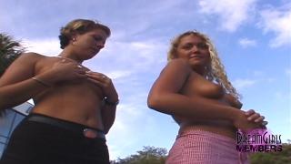 Risky Public Flashing with Sexy Tanned BFF's #2 7