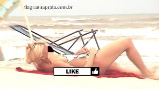 Tourist makes Beautiful Blonde Video taking Sun Bare in Brazilian Beach 1