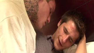 Tattooed Guy with Big Cock Pounds Hard his Friend Asshole on the Bed 11
