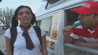 Petite Student in Uniform Gets her Tight Pussy Creampied by the Candy Guy 3