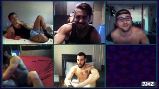 Men - Dante, Luis, Calvin, Johnny, Elijah & Rhyheim Jerk off their Cocks in a Group Video Call 2