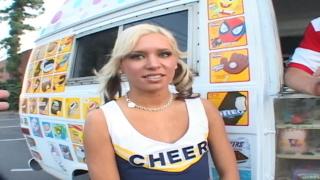 Teen Cheerleader with Blonde Hair and Tiny Pussy Gets Hard Fucked inside the Ice Cream Truck 4
