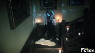 Hot Blonde Girl Fucks on the Stairs with a Ghost in various Positions 1