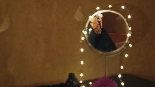 Very Spontaneous Idea to Film Hard Cock with Cumshot in the round Mirror. 2