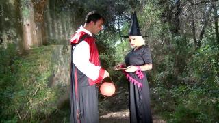 Busty Blonde Witch Gets Fucked by a Priest and a Stranger 1