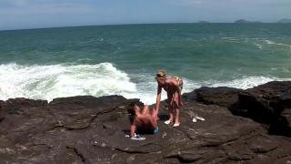 American and Brazilian Models having Hot Lesbian Sex on the Beach 6