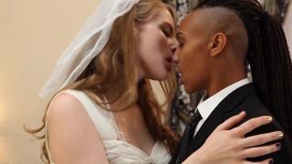 Lesbian Couple Enjoying a Strapon Fuck during Wedding Day 1