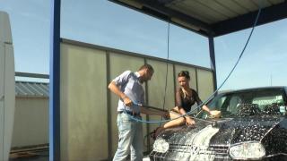 French Employee Gets Fucked in her Tight Holes at the Car Wash 1