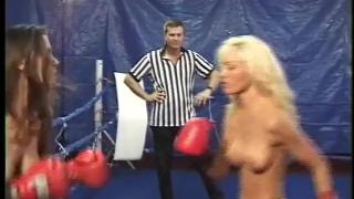 CatFight Topless Female Boxing as Blonde Battles Brunette with Body Punches, 3