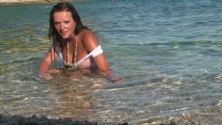 French MILF with Big Tits and Sexy Body Naked Modeling on the Beach 3