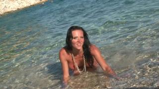 French MILF with Big Tits and Sexy Body Naked Modeling on the Beach 6