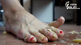 Food Crushing with her Sexy Long Toes (POV Foot Worship, Bare Feet, Long Toes, Czech Feet, Soles) 8