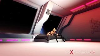 Sci-fi Sex in a Space Station. 3d Dickgirl Plays with a Hot Blonde 5
