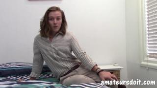 Leeroy 20yo Long Haired Australian Surfer Amateur Casting Couch Chat and Cum 2