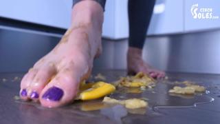 Crushing Fruits under her Sexy Bare Feet, POV (food Crushing, POV Trample, Bare Feet, POV Feet) 10