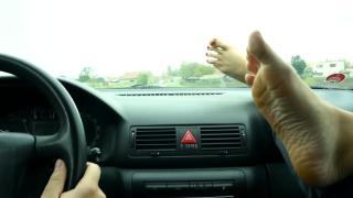 Her BIG Smelly Feet in Car are a Turn on (foot Smelling, Big Feet, Foot Worship, Teen Feet, Soles) 6