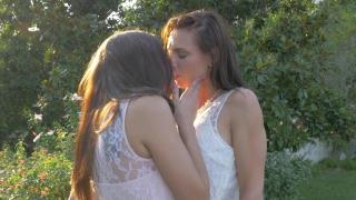 Two Gorgeous Brunette Teens with Perfect Body having Hot Pussy Licking Scene Outdoor 2