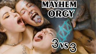 Mayhem 3 on 3 Orgy, Hardcore Alt Teen Group Fuck - Anal, Dp, Blowjob, Facial - Alt, Goth, Punk, Tatt 1