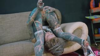Tattoo Girl Masturbating with BIG STEEL TOY, ANAL Masturbation, Gape, Alternative, Goth 11