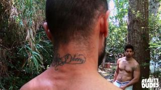 Reality Dudes - Tattooed Man Skorpio Bends Hunk Alex down & Fucks his Bubble Butt Bareback in Public 2