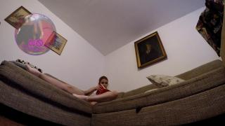 Hot Sexy Redhead Babysitter Reads a Book Spreading Legs without Panty at Home Relaxing NO PANTIES 9